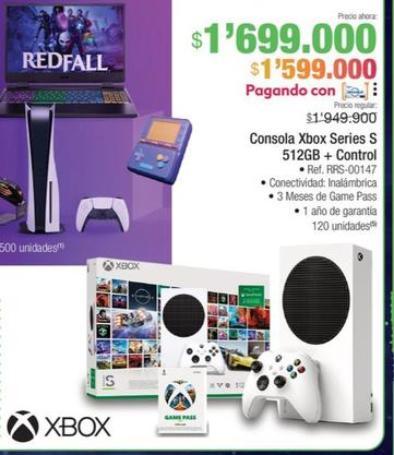 Oferta de Microsoft - Consola Xbox Series S 512GB + Control por $1699000 en Jumbo