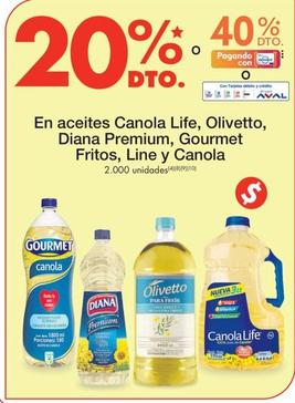 Oferta de Canola - En Aceites Life , Olivetto , Diana , Premium , Gourmet Fritos , Line Y en Metro