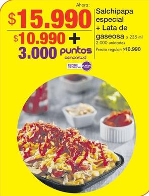 Oferta de Salchipapa Especial + Lata De Gaseosa por $15990 en Metro