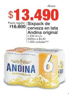 Oferta de Andina - Sixpack De Cerveza En Lata Original por $13490 en Metro