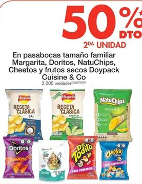 Oferta de Cuisine & Co - En Pasabocas Tamano Familiar Margarita , Doritos , Natuchips , Cheetos Y Frutos Secos Doypack en Metro