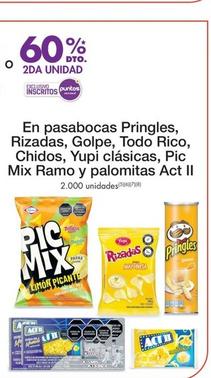 Oferta de Pringles - En Pasabocas Rizadas , Golpe , Todo Rico , Chidos , Yupi Clasicas , Pic Mix Ramo Y Palomitas en Metro