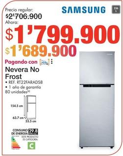 Oferta de Samsung - Nevera No Frost por $1799900 en Metro