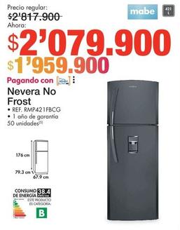 Oferta de Mabe - Nevera No Frost por $2079900 en Metro