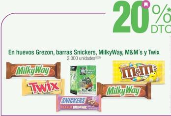 Oferta de Grezon, Snickers, Milkyway, M&M's Y Twix - En Huevos, Barras en Jumbo