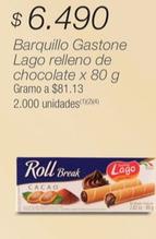Oferta de Gastone Lago - Barquillo Relleno De Chocolate por $6490 en Jumbo
