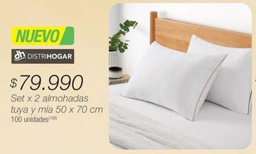 Oferta de Distri Hogar - Set X 2 Almohadas Tuya Y Mia 50 X 70 Cm por $79990 en Jumbo