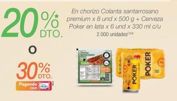 Oferta de Poker - En Chorizo Colanta Santarrosano Premium + Cerveza En Lata en Jumbo
