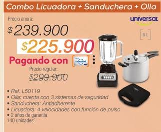 Oferta de Universal - Combo Licuadora + Sanduchera + Olla por $239900 en Jumbo