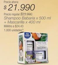 Oferta de Babaria - Shampoo + Mascarilla por $21990 en Jumbo
