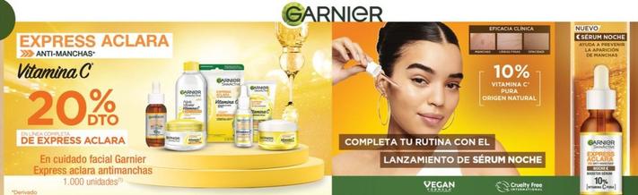 Oferta de Garnier - En Cuidado Facial Espress Aclara Antimanchas en Jumbo