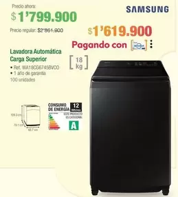 Oferta de Samsung - Lavadora Automática Carga Superior por $1799900 en Jumbo