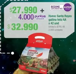 Oferta de Santa Reyes - Huevo Gallina Feliz AA 42 Und por $32990 en Jumbo