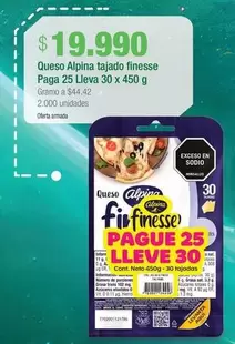 Oferta de Alpina - Queso Tajado Finesse  por $19990 en Jumbo