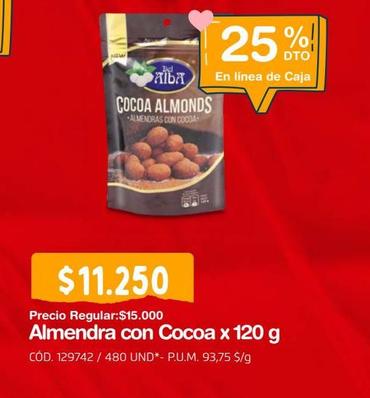 Oferta de Almendra con cocoa Del Alba x 120g por $11250 en Makro
