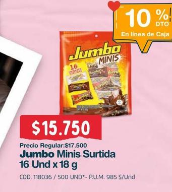 Oferta de Jumbo minis surtida 16un x 18g por $15750 en Makro