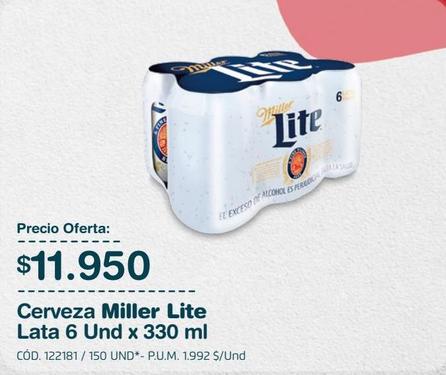 Oferta de CERVEZA MILLER LITE LATA 330ccX6u por $11950 en Makro
