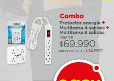 Oferta de COMBO PROTECTOR ENERGÍA +MULTITOMA 4 SALIDAS + MULTITOMA 6 SALIDAS por $69990 en Easy