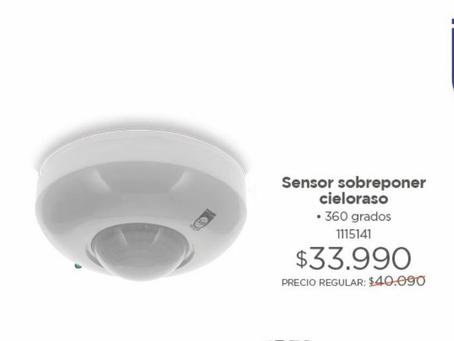 Oferta de Sensor Movimiento Infrarojo ST07 Techo 360° 110v -130v por $33990 en Easy