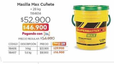 Oferta de Masilla Supermastick Max Cuñete x28 Kg por $46900 en Easy