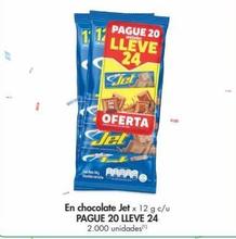 Oferta de En chocolate Jet x 12 g c/u PAGUE 20 LLEVE 24 en Metro