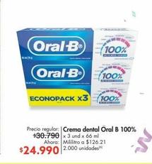 Oferta de Crema dental Oral B 100% x 3 und x 66 ml por $24990 en Metro