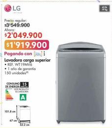 Oferta de LG Lavadora carga superior • REF. WT19MV6 por $1919900 en Metro