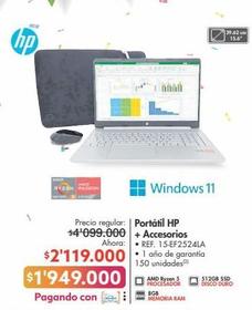 Oferta de Portátil HP + Accesorios • REF. 15-EF2524LA por $1949000 en Metro