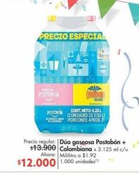 Oferta de Dúo gaseosa Postobón + Colombiana x 3.125 ml c/u por $12000 en Metro