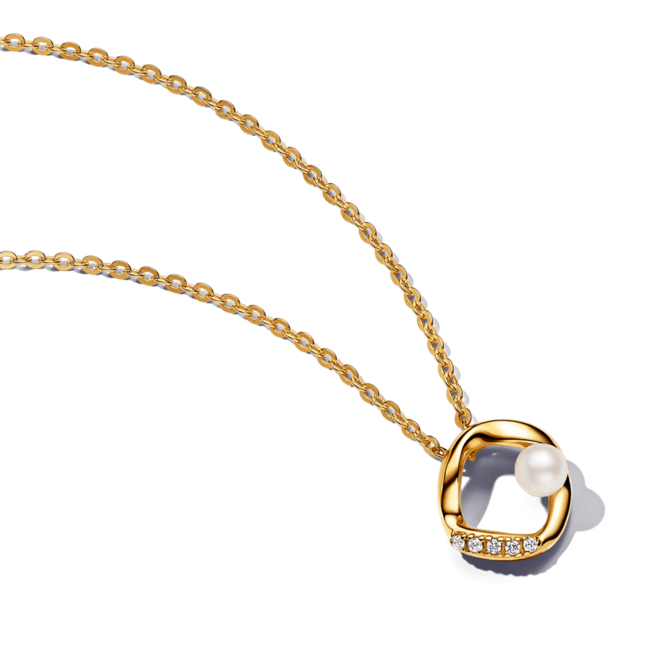 Oferta de Collar Círculo Forma Orgánica en Pavé y Perla Cultivada de Agua Dulce Oro por $1231000 en Pandora