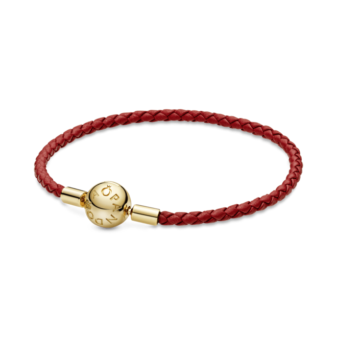Oferta de Pandora Moments Red Woven Leather Bracelet por $737000 en Pandora