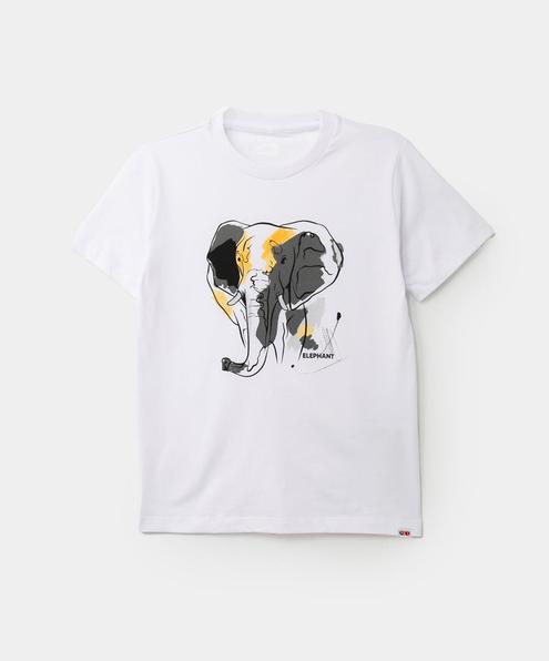 Oferta de Camiseta Para Niño En Tela Suave Color Blanco Con Estampado De Elefante por $49990 en Polito