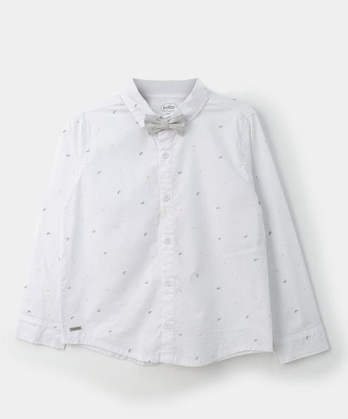 Oferta de Camisa manga larga para niño en tela stretch color blanco con estampado de bicicletas por $71994 en Polito