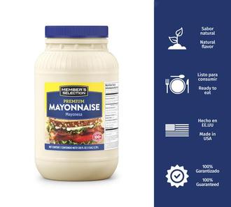 Oferta de Member's Selection Mayonesa Cremosa con Sabor Natural 3.78 L / 128 oz por $69900 en PriceSmart