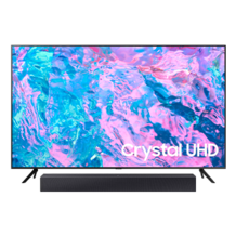 Oferta de Combo TV Crystal UHD UN50CU7000 + Barra HW-C400 por $2399800 en Samsung