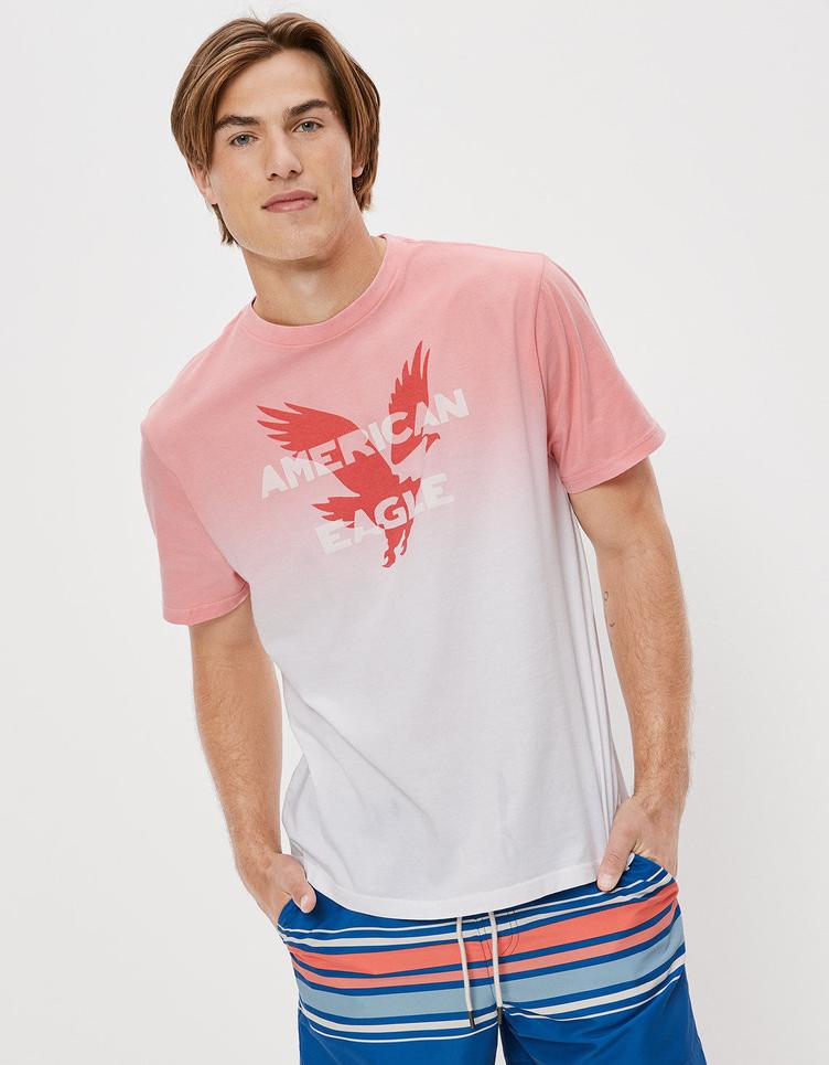 Oferta de Camiseta AE gráfica super suave con logotipo Dip-dye por $119900 en American Eagle