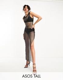 Oferta de ASOS DESIGN Tall twist strap hotfix midi dress in black por $34,99 en ASOS