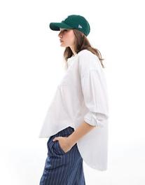 Oferta de JJXX linen blend long sleeve shirt in white por $32 en ASOS