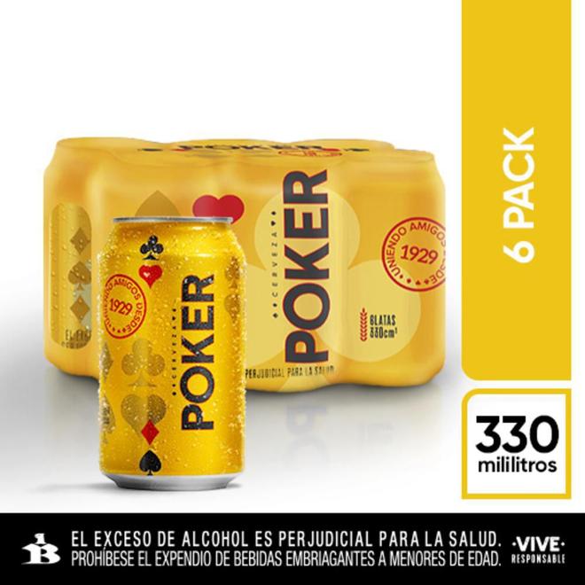 Oferta de Cerveza Sixpack Lata POKER 1980 ml por $15360 en Carulla