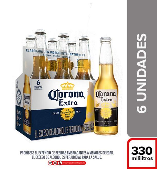 Oferta de Sixpack Cerveza Corona CORONA 1980 ml por $21760 en Carulla