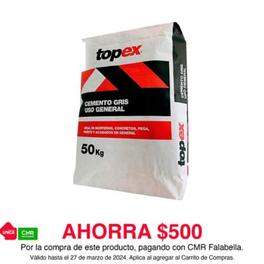 Oferta de Cemento Topex Uso General 50kg por $29500 en Homecenter