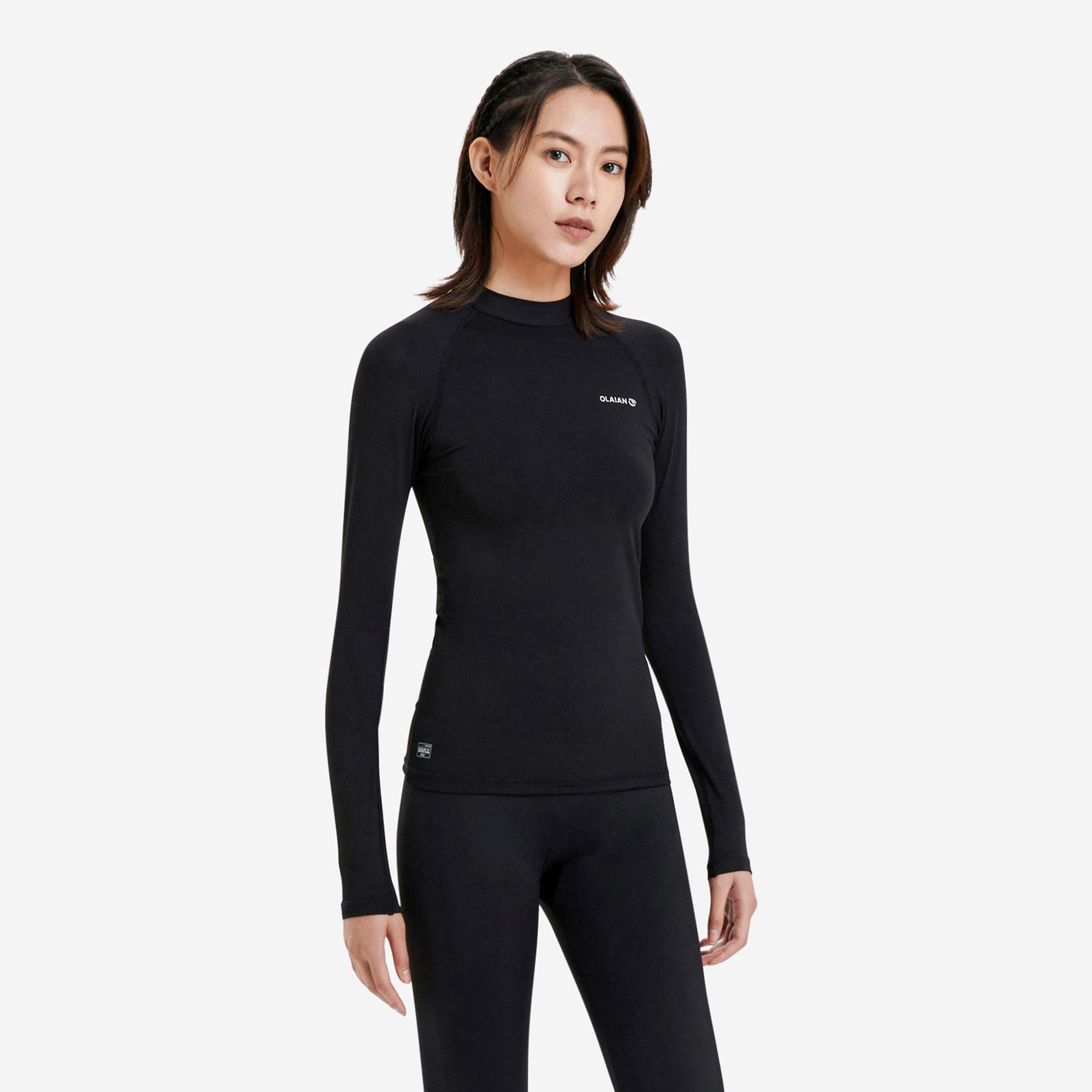 Oferta de Camiseta de protección solar manga larga para mujer Olaian UVTop 100 negro por $80000 en Decathlon