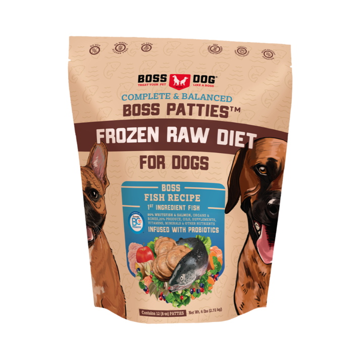 Oferta de Boss Dog Patties Frozen Raw Fish Dog Food por $58,99 en Kanu