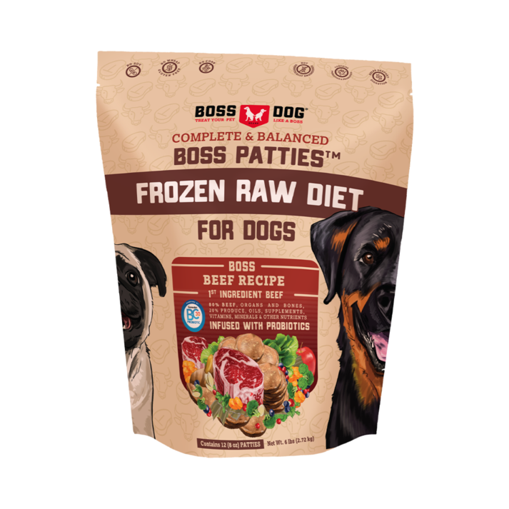 Oferta de Boss Dog Patties Frozen Raw Beef Dog Food por $47,99 en Kanu