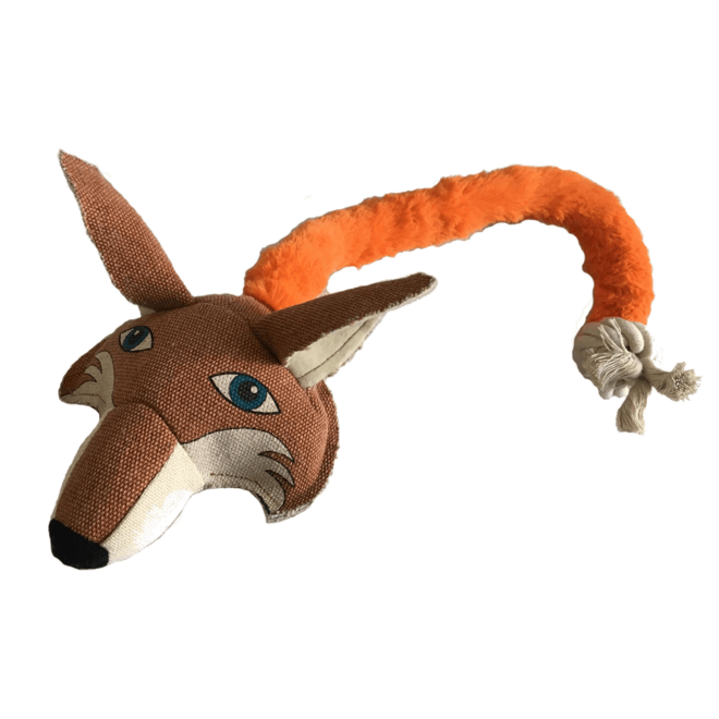 Oferta de Dogline 22" Safari Fox Ball & Rope Dog Toy por $12 en Kanu