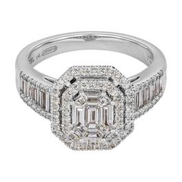 Oferta de Anillo compromiso en oro blanco de 18 Kilates, con 9 diamantes centrales de 0.42 Ct, decoración en diamantes de 0.34 Ct y diamantes de 0.39 Ct por $20775000 en Kevin's Joyeros